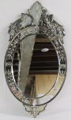 Ornate Venetian style glass mirror - approx. 95cm x 51cm