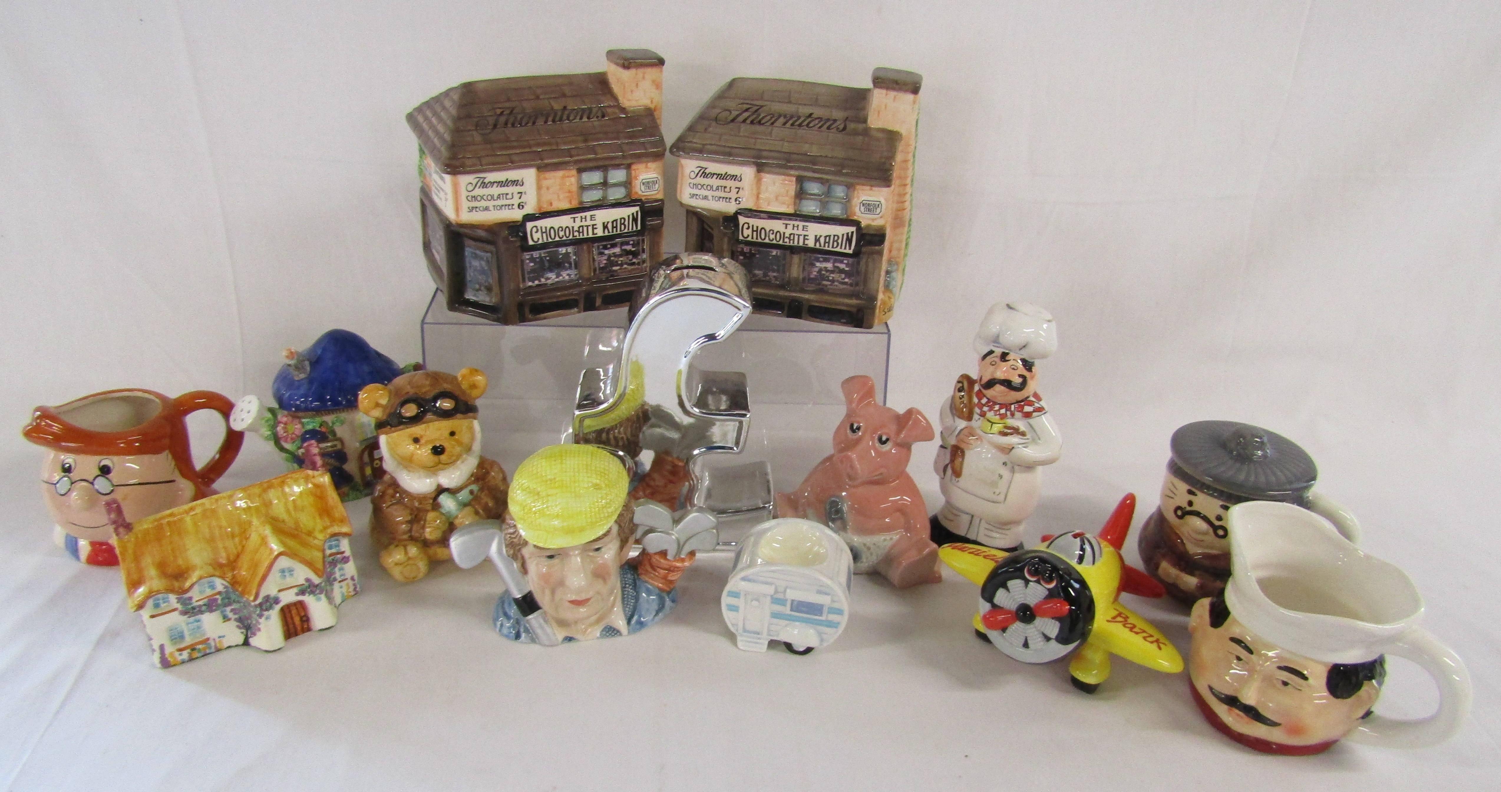 Money boxes includes Wade Natwest baby pig, Thorntons shops, character mugs includes Tetley Tea's