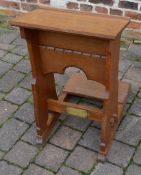 Early 20th century oak prayer book stand with brass memorial plaque