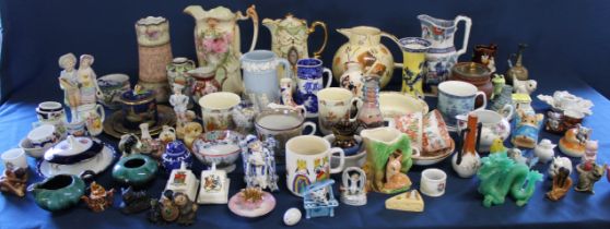 Selection of mixed ceramics including ornaments, jugs, novelty figures etc.