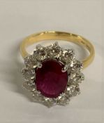 18ct Gold 2.23ct Ruby & Diamond Cluster Ring
