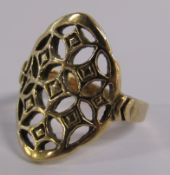 9ct Gold Ring with Pierced Decoration