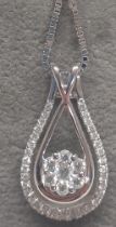 18ct White Gold Diamond Pendant on Chain