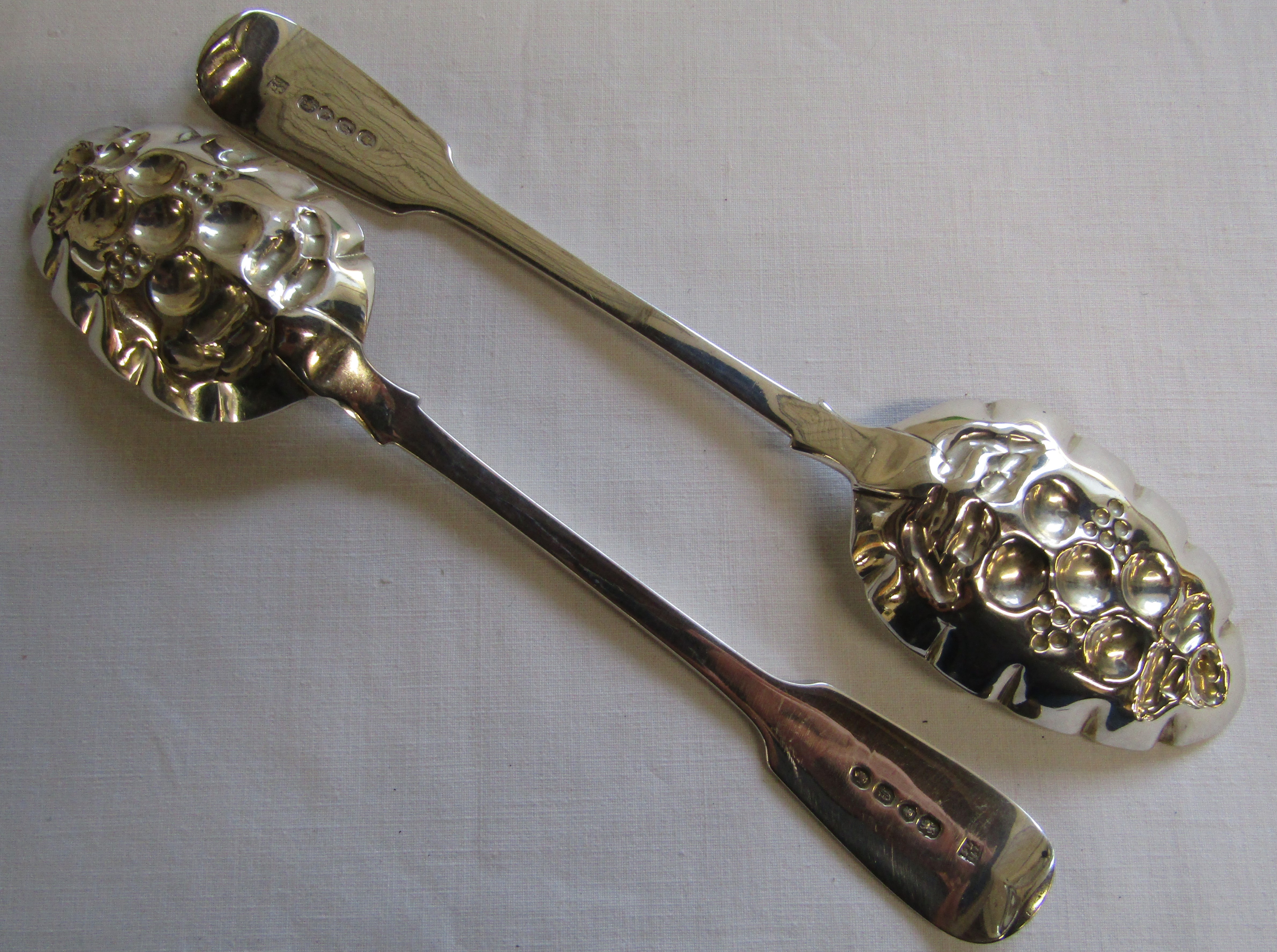 Pair of Victorian Silver Berry Spoons - Image 4 of 6