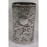 Sammy of Hong Kong Chinese Export Pierced Silver Vase Sleeve Square Shaped