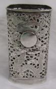 Sammy of Hong Kong Chinese Export Pierced Silver Vase Sleeve Square Shaped