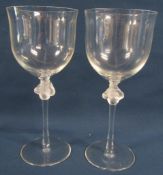 Pair of Lalique Roxanne Wine Glasses