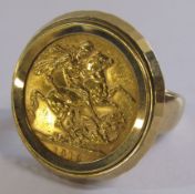 1913 Full Sovereign In 9ct Gold Ring