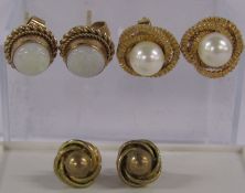 Three Pairs of 9ct Gold Earrings
