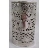 Sammy of Hong Kong Chinese Export Pierced Silver Vase Sleeve Cylindrical Shaped