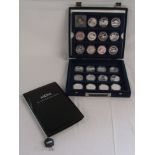 Cased Set of Silver Proof Coins & 1 Dollar Coin