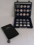 Cased Set of Silver Proof Coins & 1 Dollar Coin