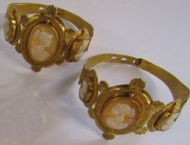 Two 19th Century Pinchbeck Cameo Bracelets