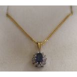 18ct Gold Sapphire & Diamond Pendant on Chain