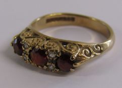 9ct Gold, Ruby & Faux Diamond Gypsy Ring