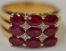 18k Yellow Gold Ruby & Diamond Ring