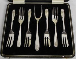 Cased Set of Silver Pastry Forks