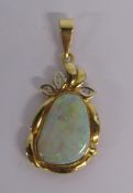 18ct Gold Opal & Diamond Pendant