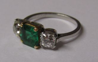 Platinum Emerald & Diamond Ring