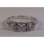 18ct White Gold Three Stone Diamond Ring 1.76ct