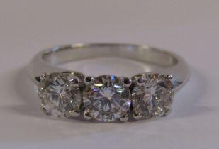 18ct White Gold Three Stone Diamond Ring 1.76ct