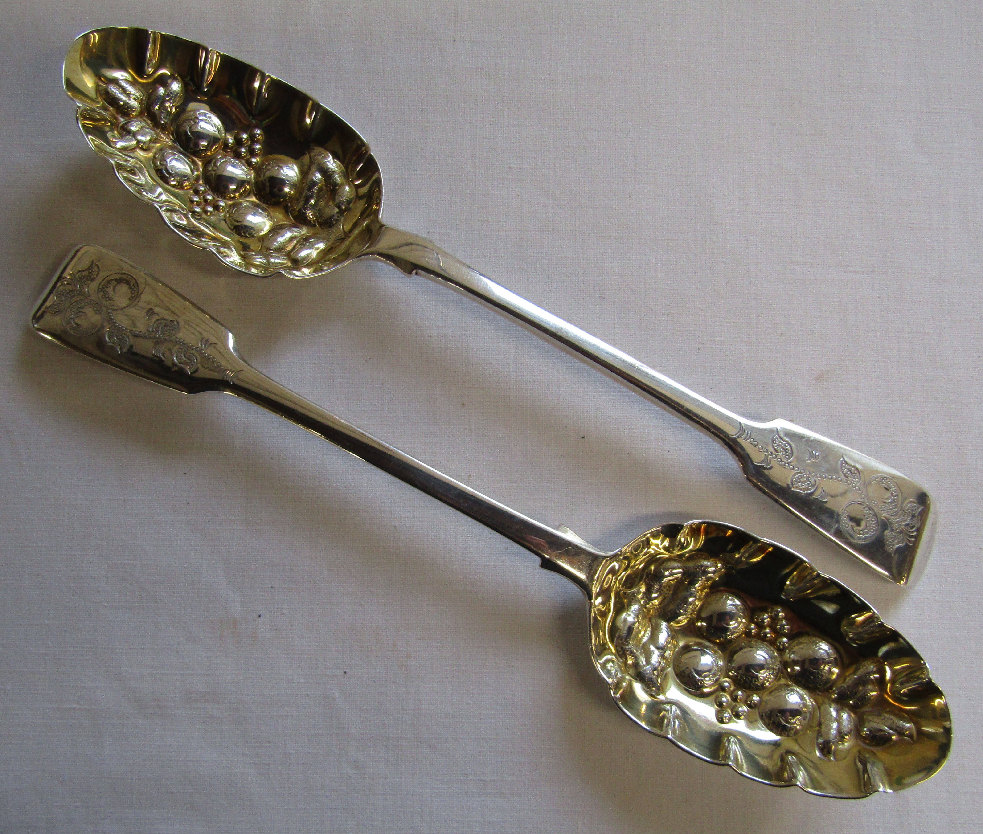 Pair of Victorian Silver Berry Spoons