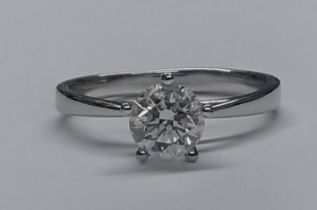 18ct White Gold Diamond Solitaire Ring 0.90ct