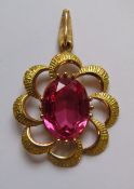 Tested as 18ct Gold Pink Sapphire Pendant