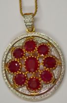 18ct Gold Necklace with Ruby & Diamond Pendant