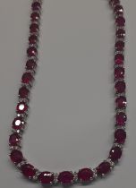 18k White Gold Ruby & Diamond Necklet