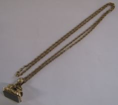 9ct Gold Chain & Bloodstone Fob