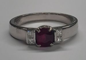 18ct White Gold Ruby & Diamond Ring