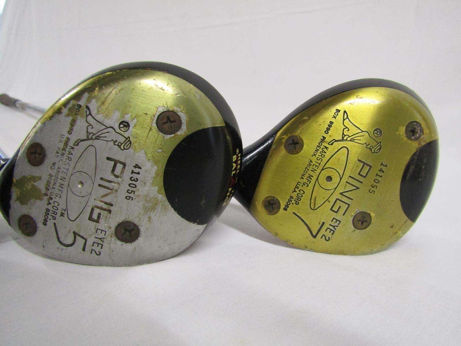 Ping red, black and possibly silver dot eye 2 - 1,3,5,7 drivers / wood with bag with Burberry covers - Image 8 of 10