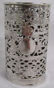 Sammy of Hong Kong Chinese Export Pierced Silver Vase Sleeve Cylindrical Shaped