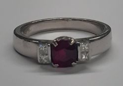 18ct White Gold Ruby & Diamond Ring