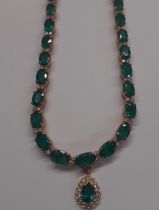 Indian 18k Yellow Gold Emerald & Diamond Necklace