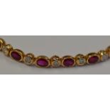 18k Yellow Gold Ruby & Diamond Line Bracelet