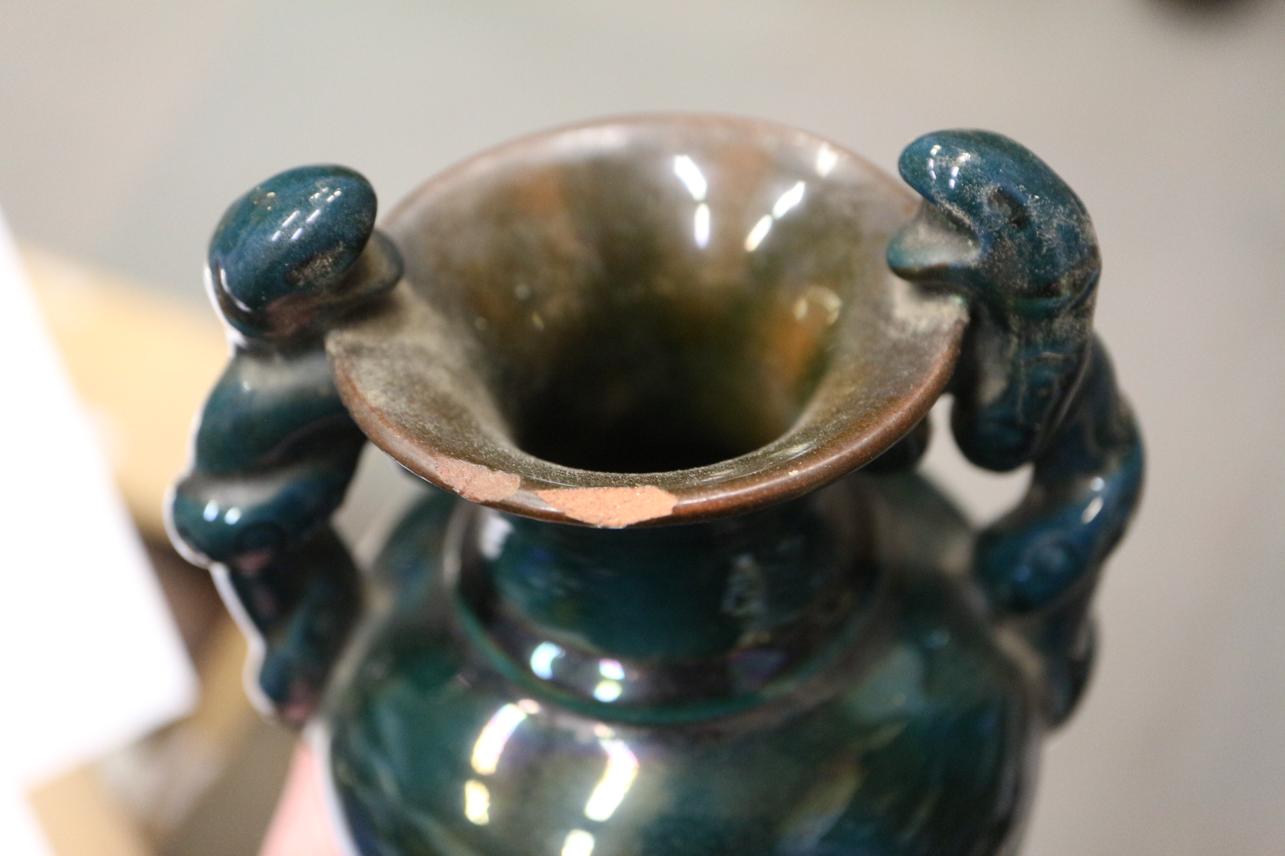 A Shelley two-tone blue glazed water jug, 7 1/4" high, a studio pottery part coffee set and other - Image 4 of 5