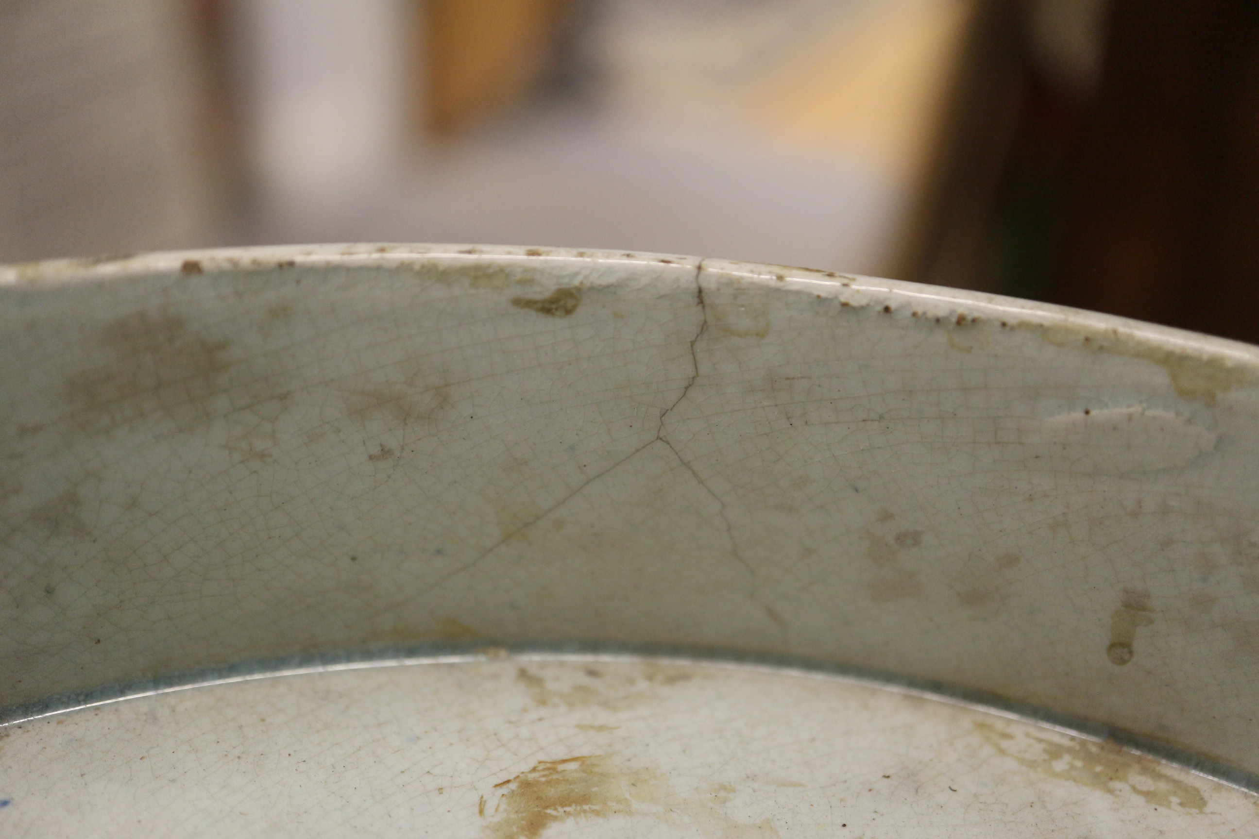 A Pearlware pottery char dish, 9 1/4" dia (crazed) - Image 8 of 10