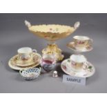 A Spode cabinet cup and saucer, three other cabinet cups and saucers and other decorative china