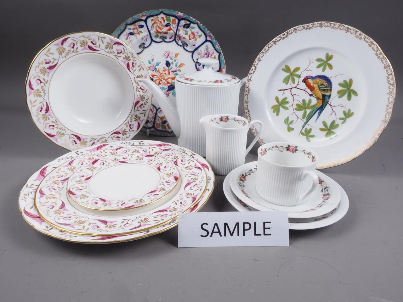 A Royal Crown Derby "Princess" pattern part dinner service and an Arzberg part coffee set