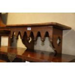 A late 19th century carved light oak Gothic design wall bracket, 21 1/4" wide x 14 1/2" deep x 16