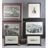A pair of 19th century hand-coloured prints, Henley Regatta scenes, in gilt frames, a similar