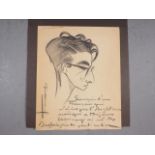 A 1930s French cartoon, indistinctly signed, 6 1/2" x 5 1/4", unmounted