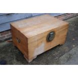 A camphor wood blanket box, on bracket feet, 39" wide x 26 1/2" deep x 21" high (split top)