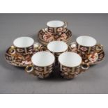 A set of six Royal Crown Derby Imari pattern 2451 coffee cups and saucers