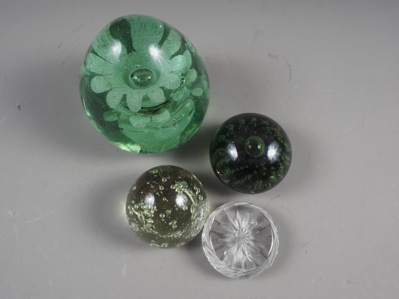 A 19th century glass door stop, two bubble glass paperweights and a cut glass paperweight - Image 2 of 2