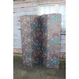 A four-fold floral design screen, panels 15" wide x 65" high