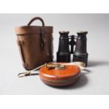 A pair of Kelvin Bottomley & Baird of Glasgow binoculars, in leather travelling case, and a