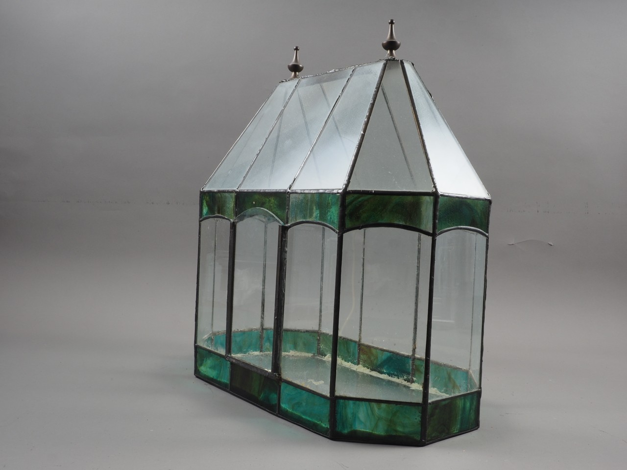 A stained and lead glass miniature cloche, 15 1/2" wide x 16" high